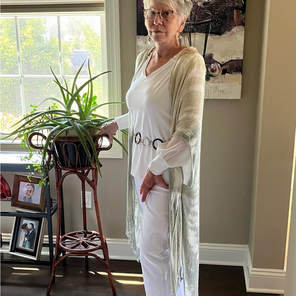 Stylish one size fit all, fringe Wrap, duster style, elegant women’s .